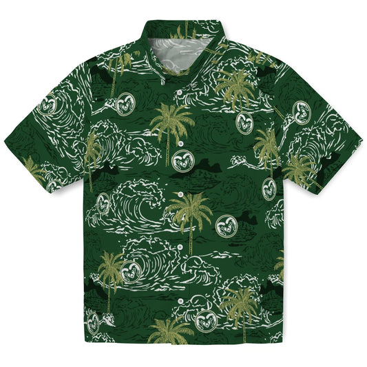 Colorado State Rams Hawaiian Shirt - Wave Palm | Moonbestprint