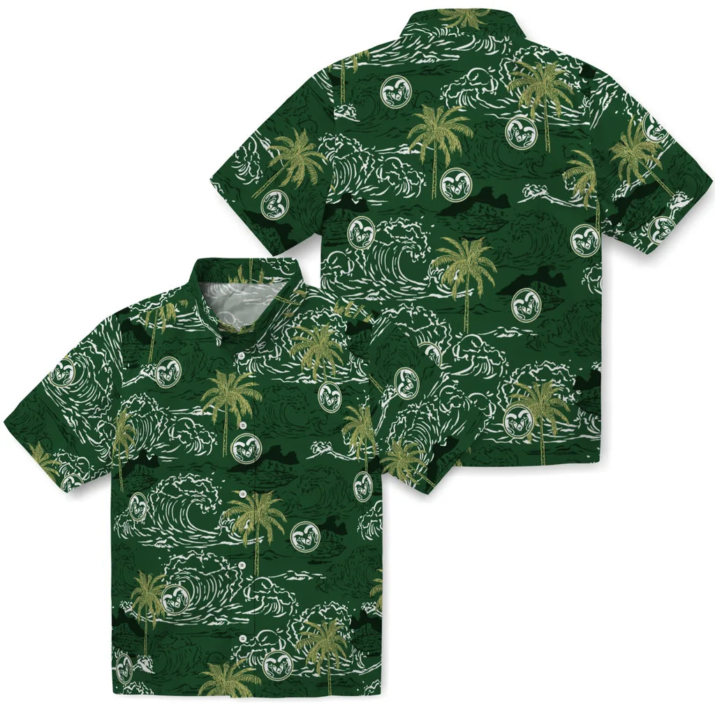 Colorado State Rams Hawaiian Shirt - Wave Palm | Moonbestprint
