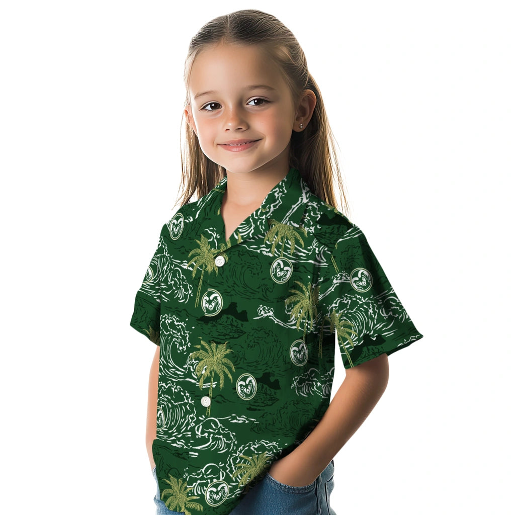 Colorado State Rams Hawaiian Shirt - Wave Palm | Moonbestprint