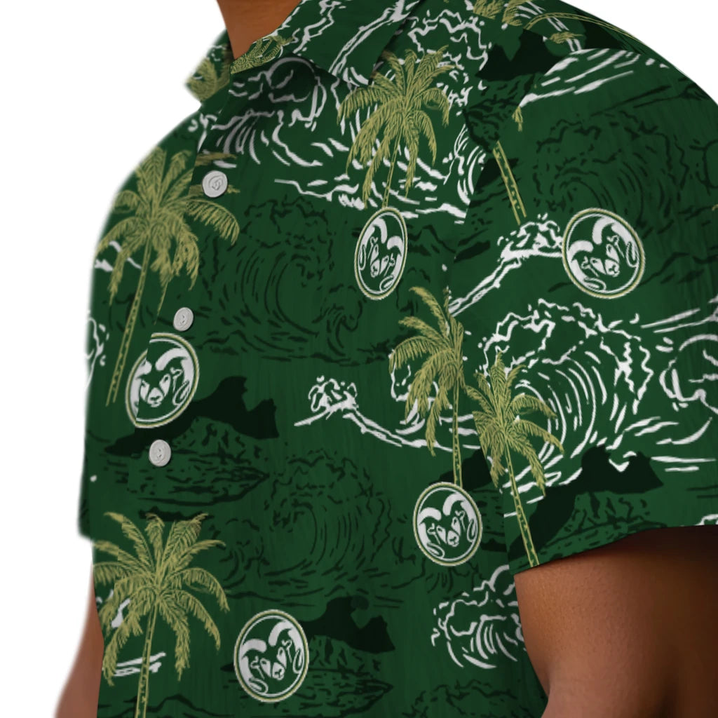 Colorado State Rams Hawaiian Shirt - Wave Palm | Moonbestprint