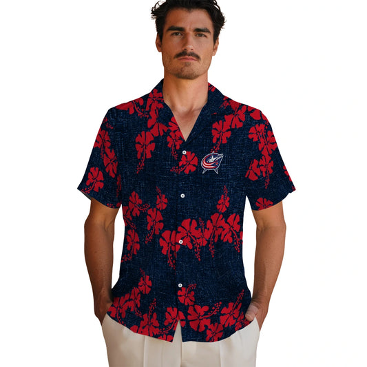 Columbus Blue Jackets Hawaiian Shirt - 50th State Flower | Moonbestprint