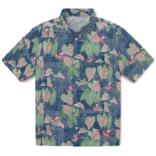 Columbus Blue Jackets Hawaiian Shirt - Anthurium Overlay | Moonbestprint