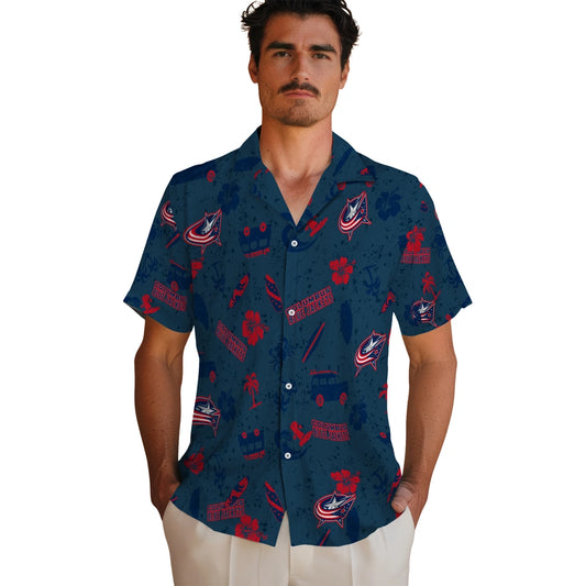 Columbus Blue Jackets Hawaiian Shirt - Beach Vibe | Moonbestprint
