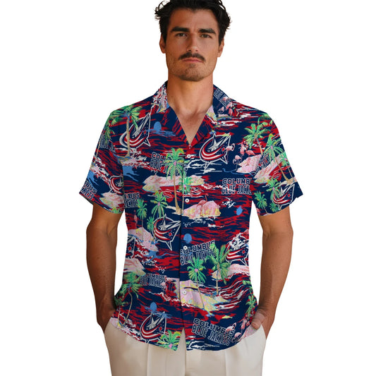 Columbus Blue Jackets Flamingo Retreat 2026 Hawaiian Shirt – Moonbestprint