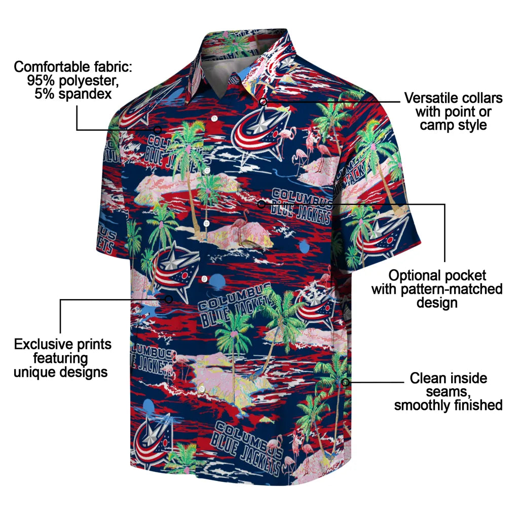 Columbus Blue Jackets Flamingo Retreat 2026 Hawaiian Shirt – Moonbestprint