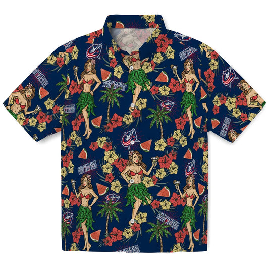 Columbus Blue Jackets Hawaiian Shirt - Hawaiian Girls Design | Moonbestprint