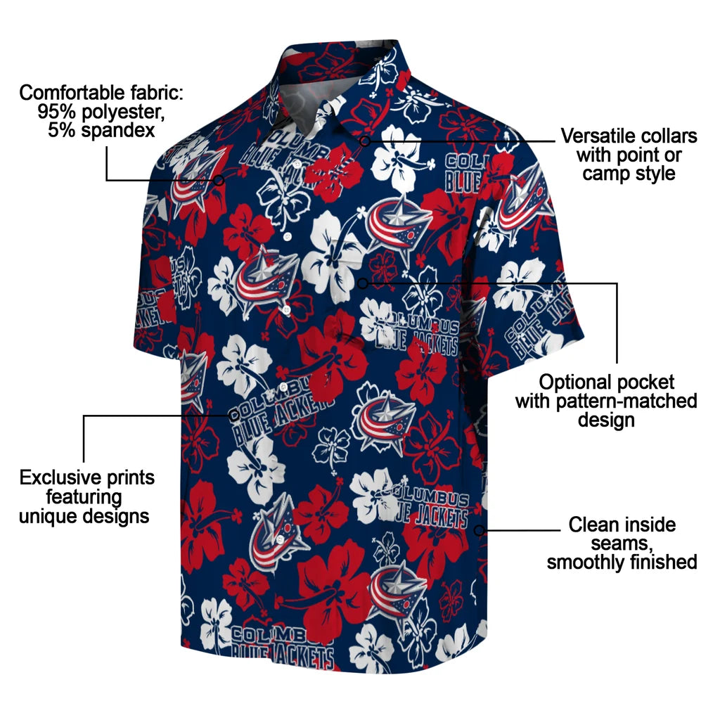 Columbus Blue Jackets Hibiscus Bloom Hawaiian Shirt – Moonbestprint
