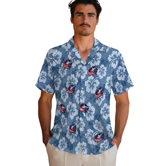Columbus Blue Jackets Hawaiian Shirt - Hibiscus Cluster | Moonbestprint