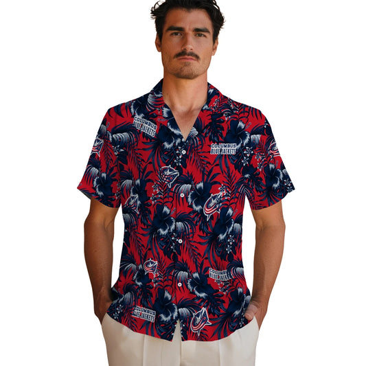 Columbus Blue Jackets Hawaiian Shirt - Hibiscus Exotic | Moonbestprint