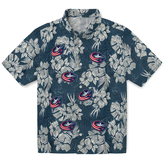 Columbus Blue Jackets Hawaiian Shirt - Hibiscus Flowers | Moonbestprint