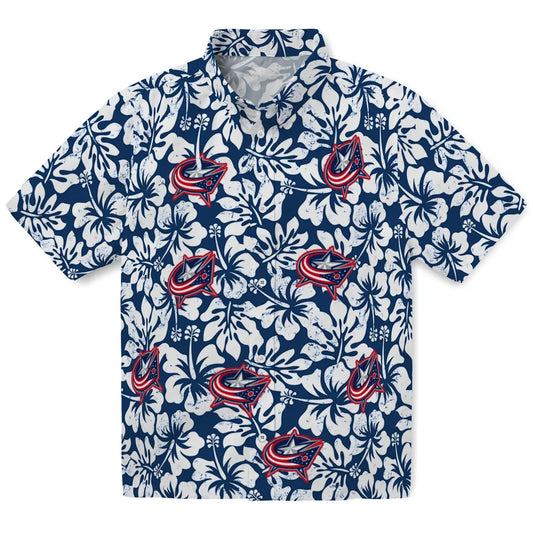 Columbus Blue Jackets Hawaiian Shirt - Hibiscus Motif | Moonbestprint
