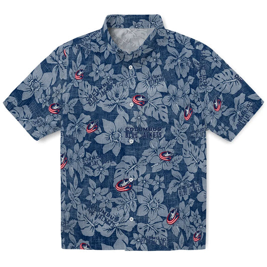 Columbus Blue Jackets Hawaiian Shirt - Hibiscus Oasis | Moonbestprint