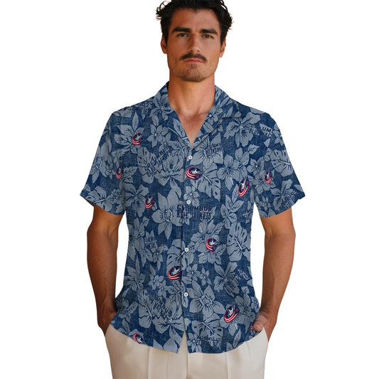 Columbus Blue Jackets Hawaiian Shirt - Hibiscus Oasis | Moonbestprint