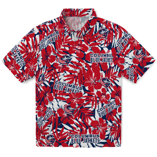 Columbus Blue Jackets Hawaiian Shirt - Hibiscus Overlay | Moonbestprint