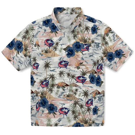Columbus Blue Jackets Hawaiian Shirt - Hibiscus Seaside | Moonbestprint