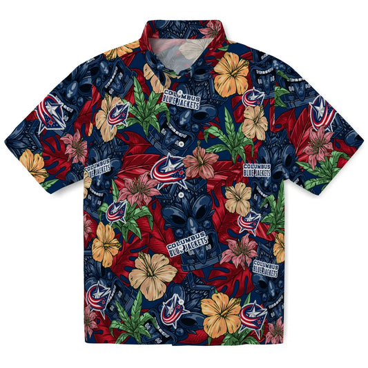 Columbus Blue Jackets Hawaiian Shirt - Hibiscus Tiki Jungle | Moonbestprint