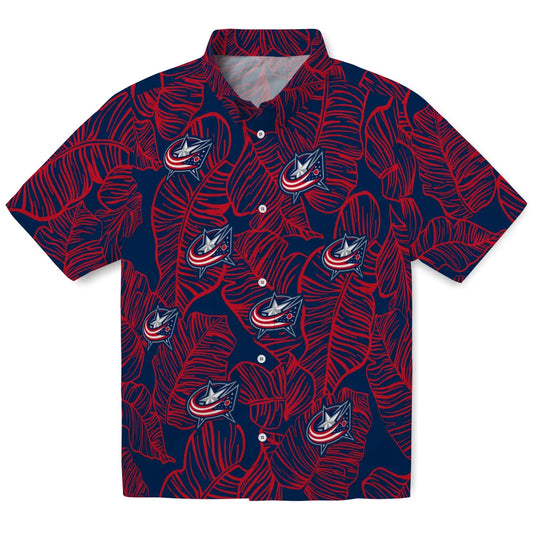 Columbus Blue Jackets Hawaiian Shirt - Leaf Outline | Moonbestprint