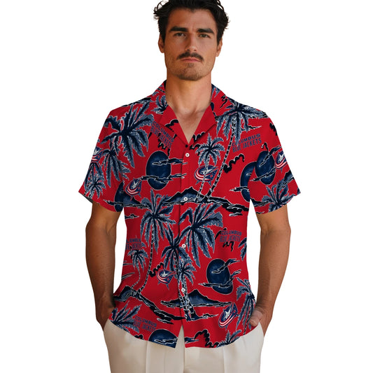 Columbus Blue Jackets Hawaiian Shirt - Palm Sunset | Moonbestprint