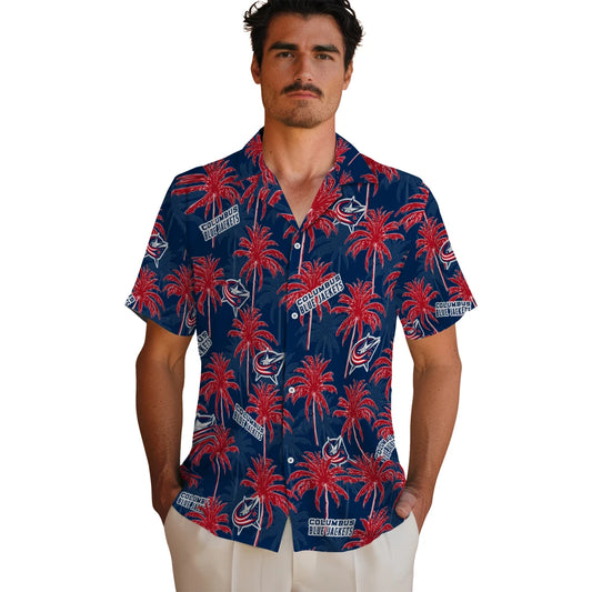 Columbus Blue Jackets Hawaiian Shirt - Palm Tree Motif | Moonbestprint