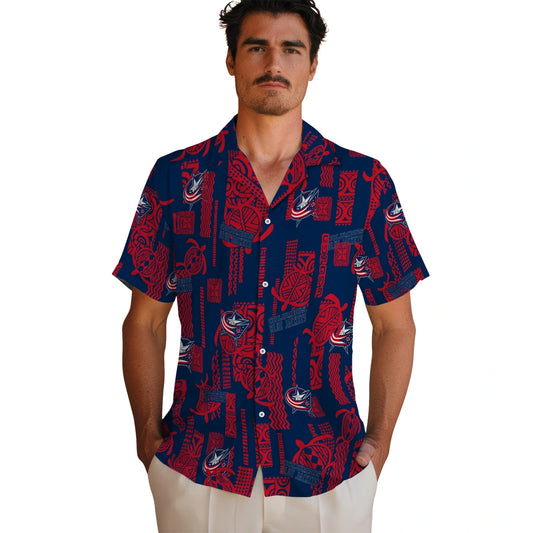 Columbus Blue Jackets Hawaiian Shirt - Turtle Lines | Moonbestprint