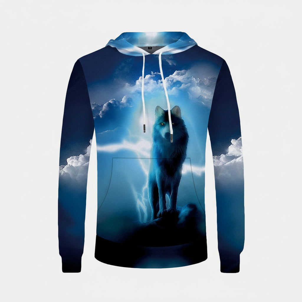 Cool Custom Hoodie Kyku Wolf Hoodie Men Lightning Mens Clothing Cloud Pocket Animal Hoddie Sweater Big Size 3D Hoodie Hooded Hip Hop Casual Art242 Hoodies For Men And Women ? Usalast