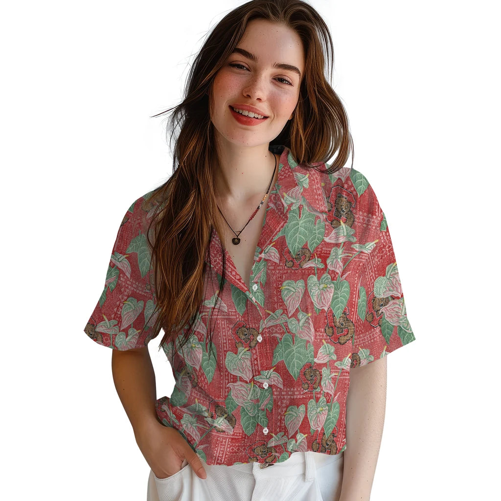 Cornell Big Red Hawaiian Shirt - Anthurium Overlay | Moonbestprint