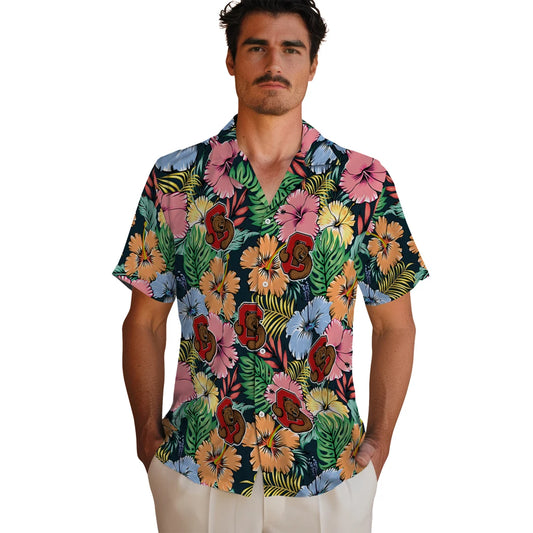 Cornell Big Red Hawaiian Shirt - Brilliant Hibiscus Garden | Moonbestprint