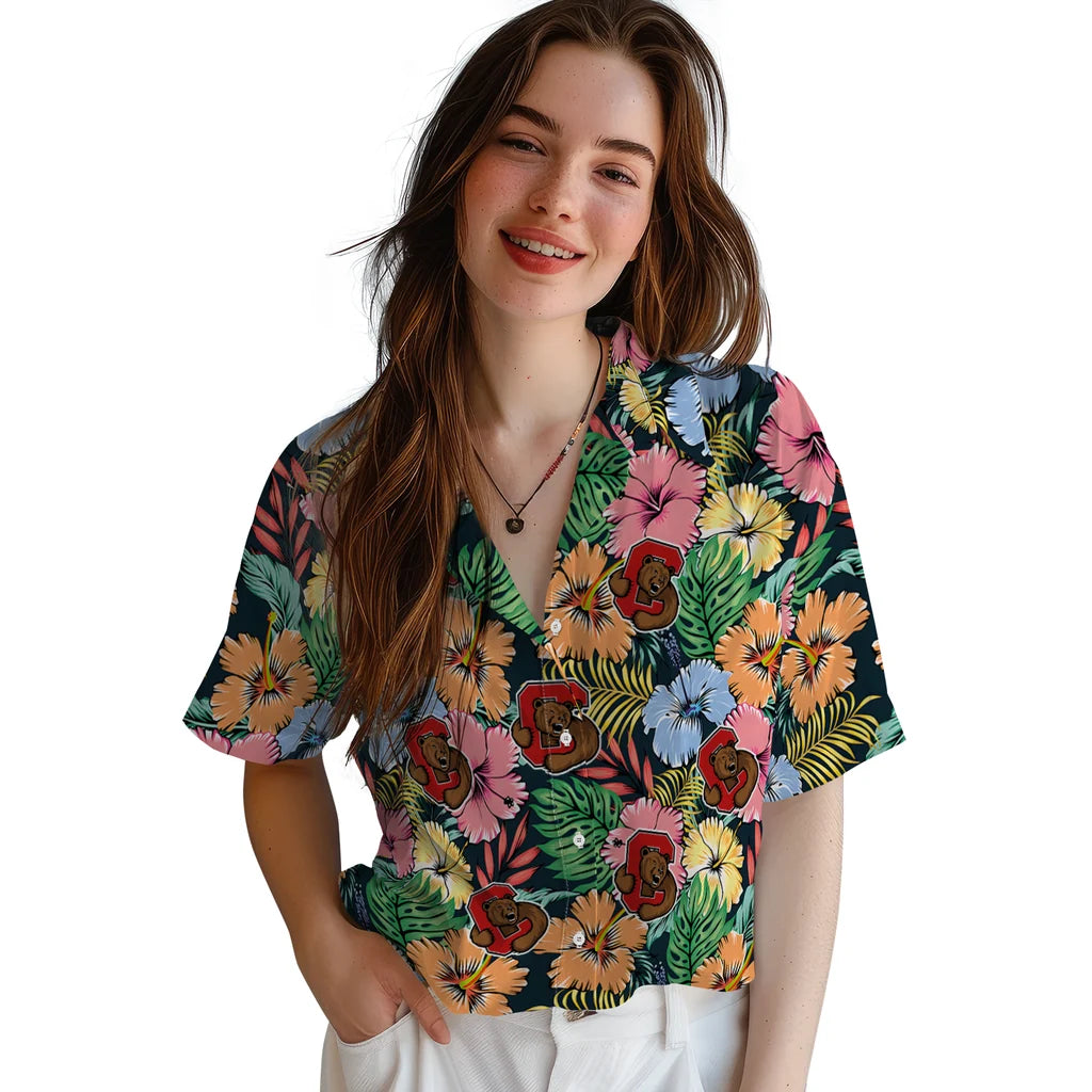 Cornell Big Red Hawaiian Shirt - Brilliant Hibiscus Garden | Moonbestprint