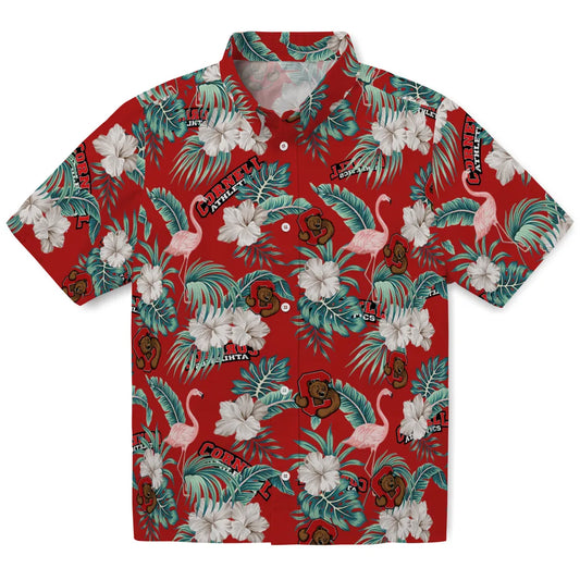 Cornell Big Red Hawaiian Shirt - Flamingo and Hibiscus | Moonbestprint