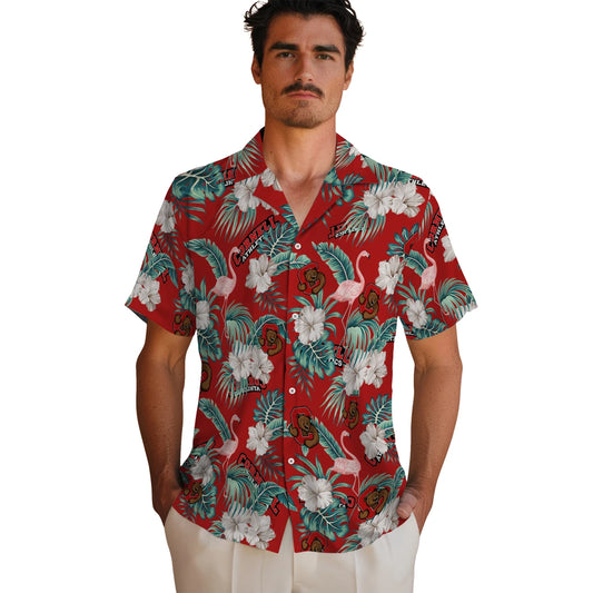 Cornell Big Red Hawaiian Shirt - Flamingo and Hibiscus | Moonbestprint
