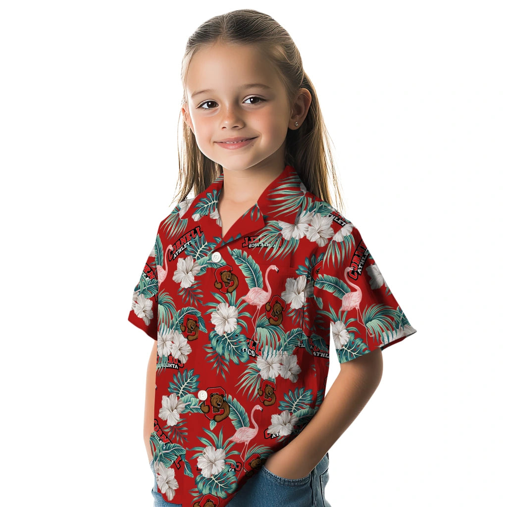 Cornell Big Red Hawaiian Shirt - Flamingo and Hibiscus | Moonbestprint