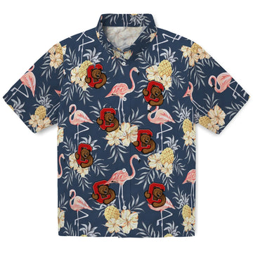 Cornell Big Red Hawaiian Shirt - Flamingo Hibiscus | Moonbestprint