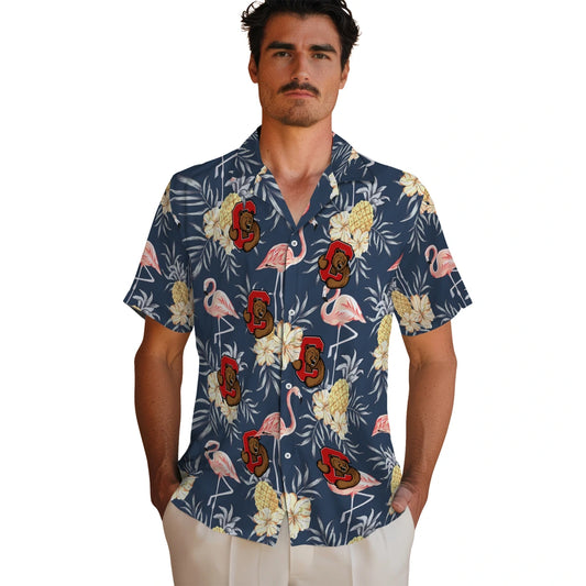 Cornell Big Red Hawaiian Shirt - Flamingo Hibiscus | Moonbestprint