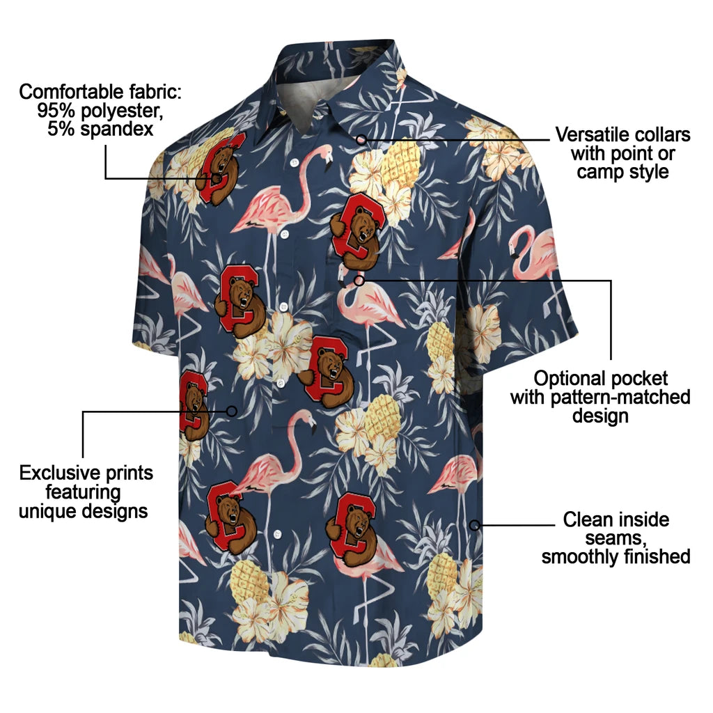 Cornell Big Red Hawaiian Shirt - Flamingo Hibiscus | Moonbestprint