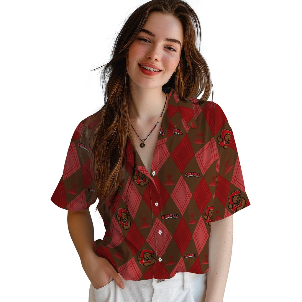 Cornell Big Red Hawaiian Shirt - Golfing Plaid | Moonbestprint
