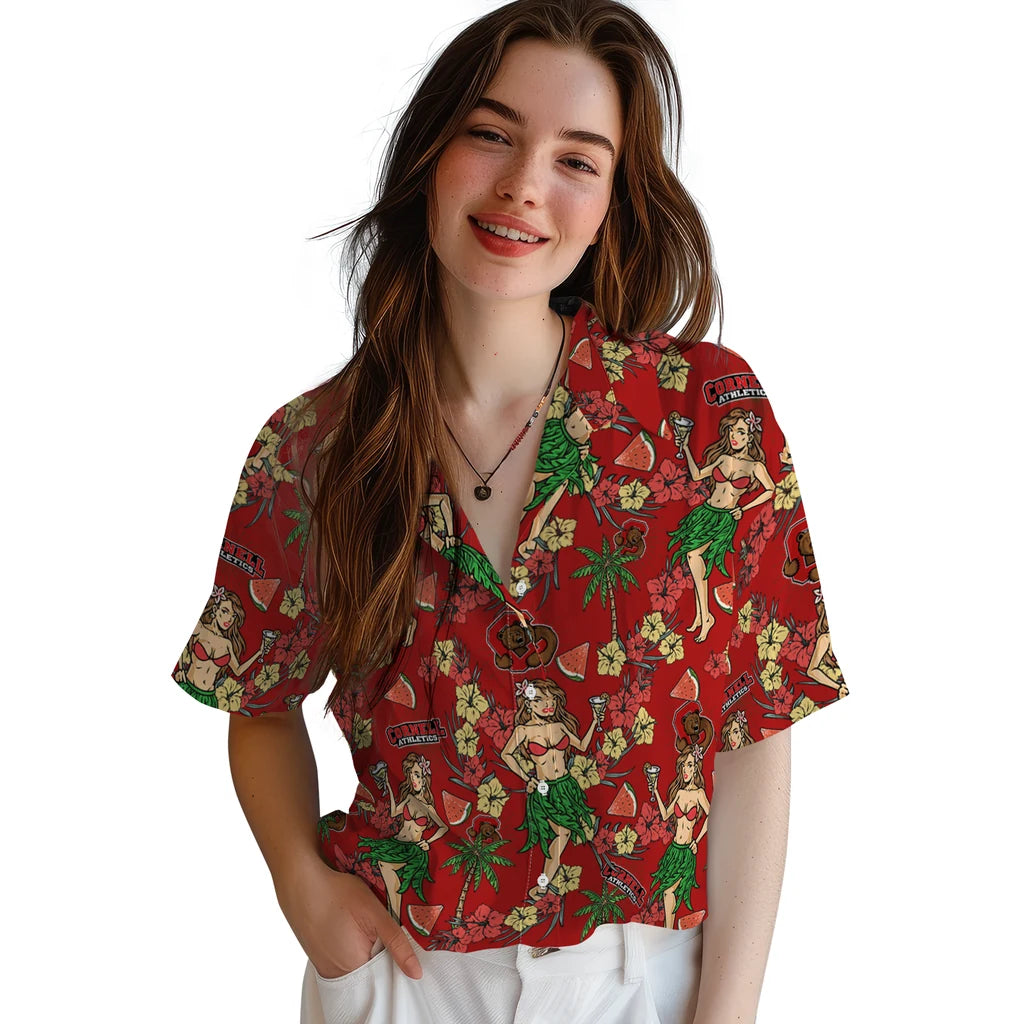 Cornell Big Red Hawaiian Shirt - Hawaiian Girls Design | Moonbestprint