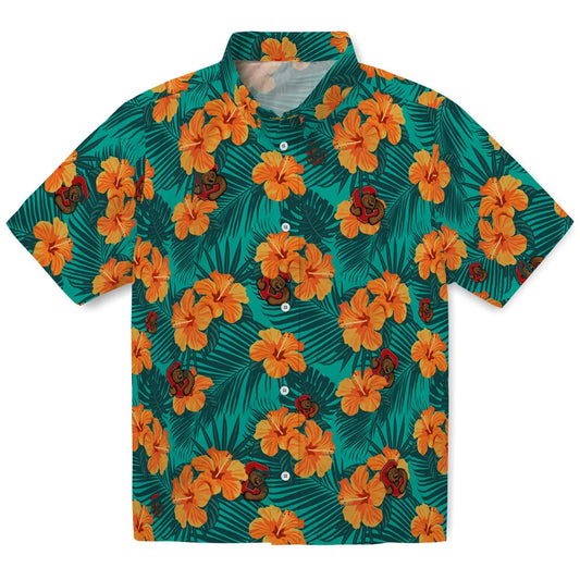 Cornell Big Red Hawaiian Shirt - Hibiscus and Palm Leaves | Moonbestprint
