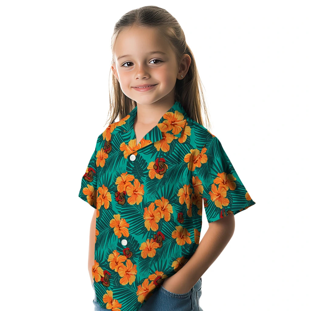 Cornell Big Red Hawaiian Shirt - Hibiscus and Palm Leaves | Moonbestprint