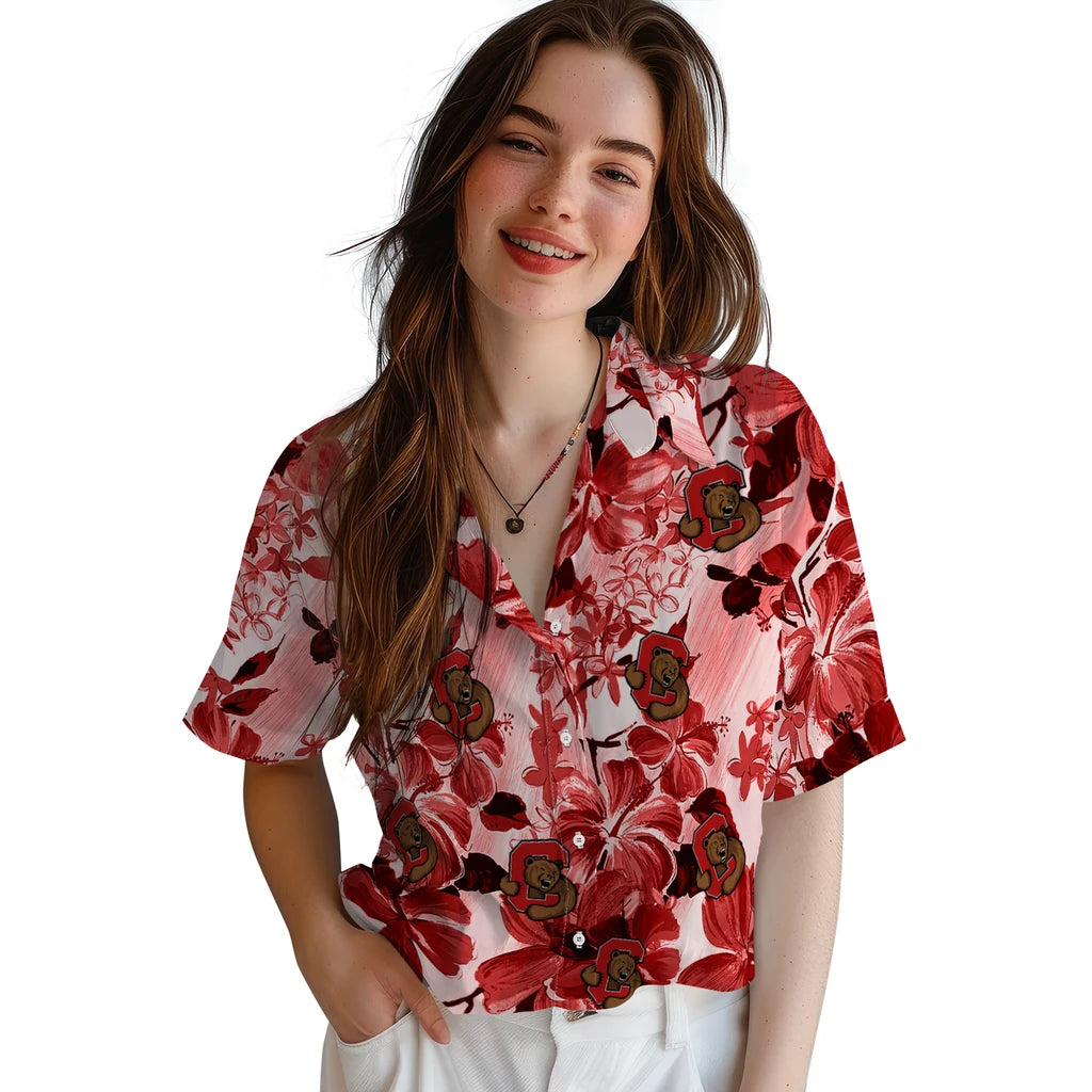 Cornell Big Red Hawaiian Shirt - Hibiscus Arrangement | Moonbestprint