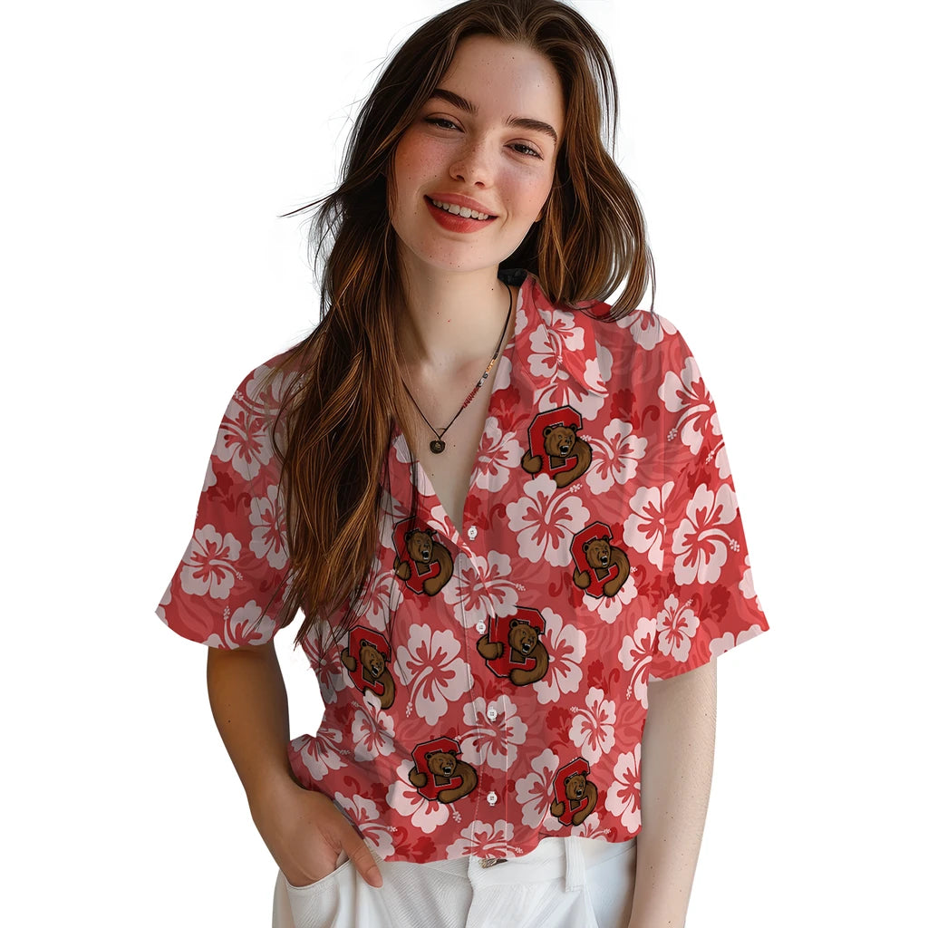 Cornell Big Red Hawaiian Shirt - Hibiscus Cluster | Moonbestprint