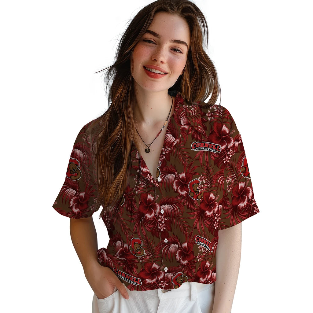 Cornell Big Red Hawaiian Shirt - Hibiscus Exotic | Moonbestprint