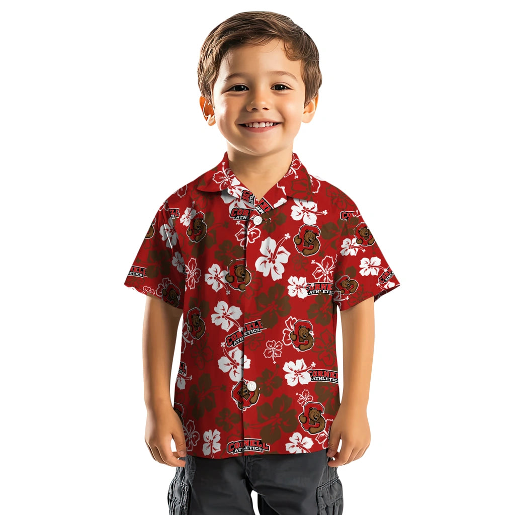 Cornell Big Red Hawaiian Shirt - Hibiscus Flower Design | Moonbestprint