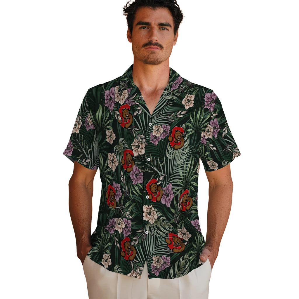 Cornell Big Red Hawaiian Shirt - Hibiscus Leaves Pattern | Moonbestprint