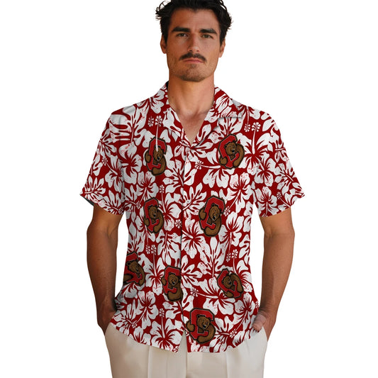 Cornell Big Red Hawaiian Shirt - Hibiscus Motif | Moonbestprint