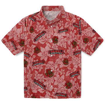 Cornell Big Red Hawaiian Shirt - Hibiscus Oasis | Moonbestprint