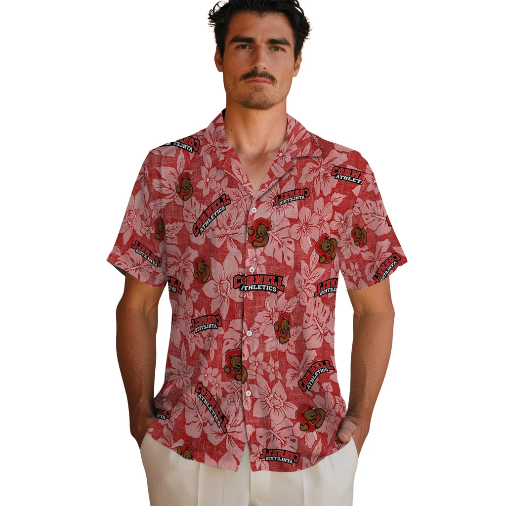Cornell Big Red Hawaiian Shirt - Hibiscus Oasis | Moonbestprint