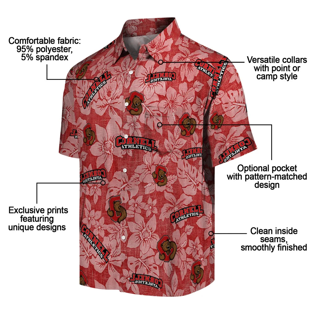 Cornell Big Red Hawaiian Shirt - Hibiscus Oasis | Moonbestprint