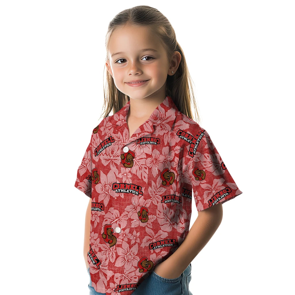Cornell Big Red Hawaiian Shirt - Hibiscus Oasis | Moonbestprint
