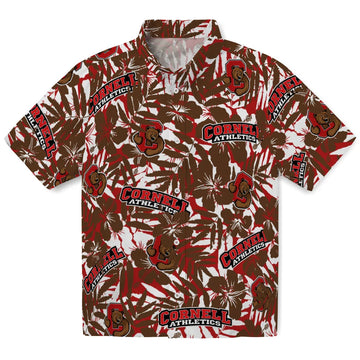 Cornell Big Red Hawaiian Shirt - Hibiscus Overlay | Moonbestprint