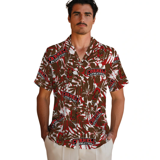 Cornell Big Red Hawaiian Shirt - Hibiscus Overlay | Moonbestprint